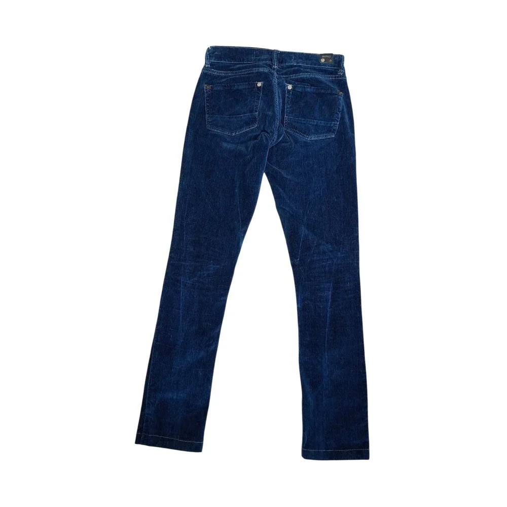Animale Women's Blue Velvet Slim Fit Pants Made in Brazil *See Measurements